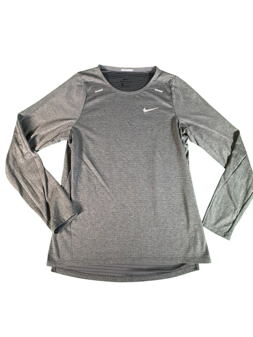 Nike Running Dri-FIT Women’s Small Gray Long Sleeve Performance Running Shirt